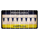 Pennsylvania vistiPA Cut License Plate Strips (Set of 8) Cow Skull