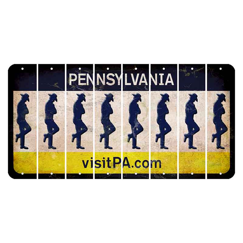 Pennsylvania vistiPA Cut License Plate Strips (Set of 8) Cowboy - Leaning
