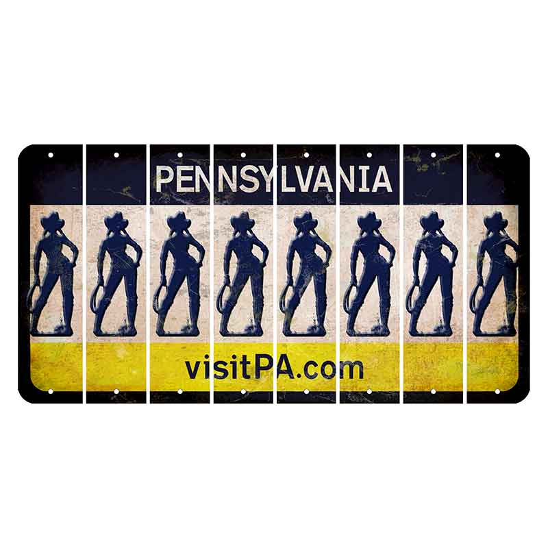 Pennsylvania vistiPA Cut License Plate Strips (Set of 8) Cowgirl