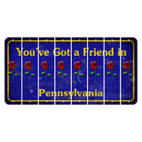 Pennsylvania Youve Got a Friend Cut License Plate Strips (Set of 8) Red Rose