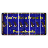 Pennsylvania Youve Got a Friend Cut License Plate Strips (Set of 8) Bald Eagle