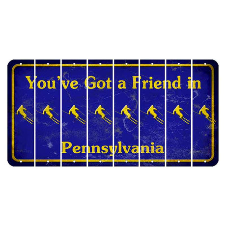 Pennsylvania Youve Got a Friend Cut License Plate Strips (Set of 8) Skier