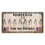 Puerto Rico White Isla Del Encanto Cut License Plate Strips (Set of 8) Middle Finger