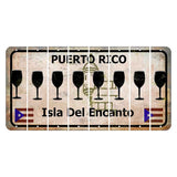 Puerto Rico White Isla Del Encanto Cut License Plate Strips (Set of 8) Wine Glass