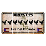 Puerto Rico White Isla Del Encanto Cut License Plate Strips (Set of 8) Chicken