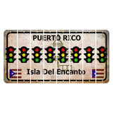Puerto Rico White Isla Del Encanto Cut License Plate Strips (Set of 8) Traffic Light