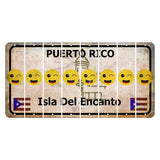 Puerto Rico White Isla Del Encanto Cut License Plate Strips (Set of 8) Emoji - Winking