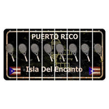 Puerto Rico Black Isla Del Encanto Cut License Plate Strips (Set of 8) Tennis Racket