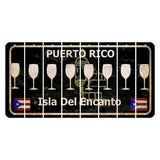 Puerto Rico Black Isla Del Encanto Cut License Plate Strips (Set of 8) Wine Glass