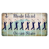 Rhode Island Wave Cut License Plate Strips (Set of 8) Male Golfer