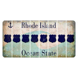 Rhode Island Wave Cut License Plate Strips (Set of 8) Police Badge