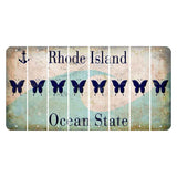 Rhode Island Wave Cut License Plate Strips (Set of 8) Butterfly