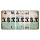 Rhode Island Wave Cut License Plate Strips (Set of 8) Liberty Bell
