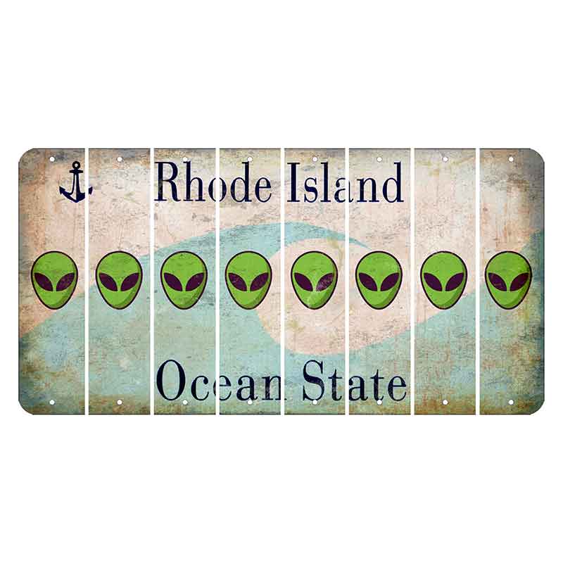 Rhode Island Wave Cut License Plate Strips (Set of 8) Alien