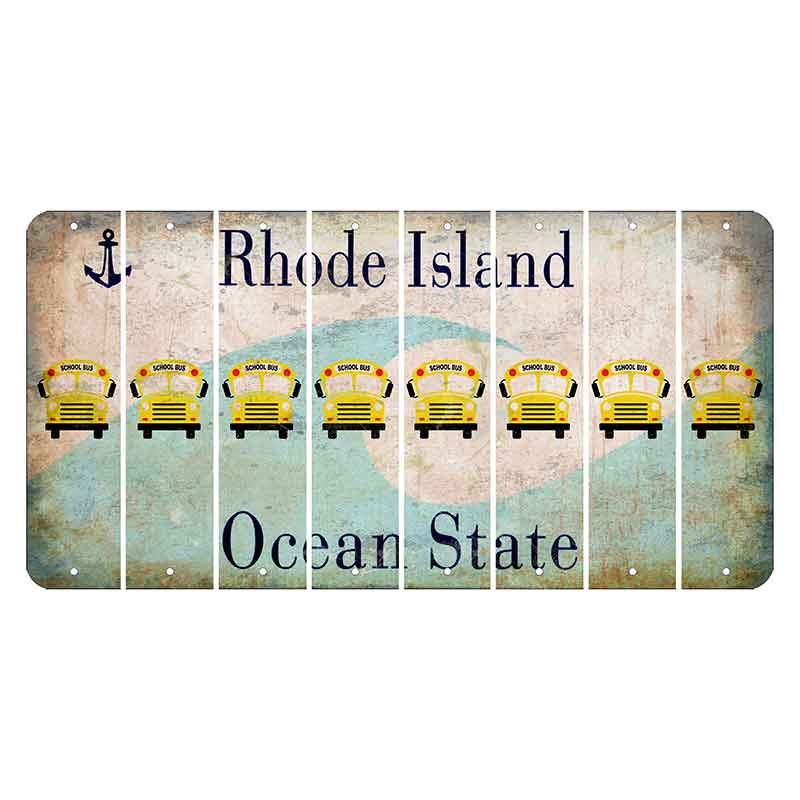 Rhode Island Wave Cut License Plate Strips (Set of 8) School Bus