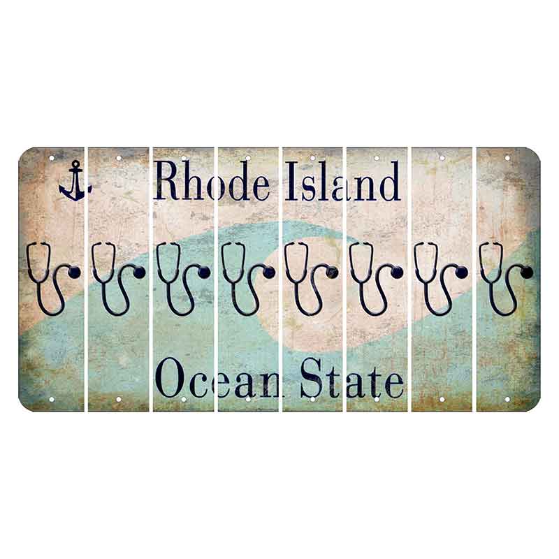 Rhode Island Wave Cut License Plate Strips (Set of 8) Stethoscope