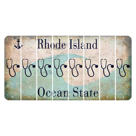 Rhode Island Wave Cut License Plate Strips (Set of 8) Stethoscope