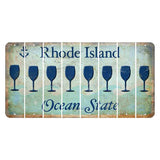 Rhode Island Ocean Cut License Plate Strips (Set of 8) Wine Glass
