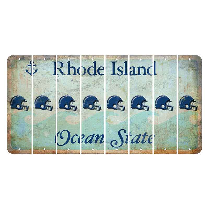 Rhode Island Ocean Cut License Plate Strips (Set of 8) Football Helmet