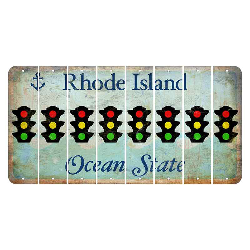 Rhode Island Ocean Cut License Plate Strips (Set of 8) Traffic Light