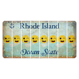 Rhode Island Ocean Cut License Plate Strips (Set of 8) Emoji - Winking