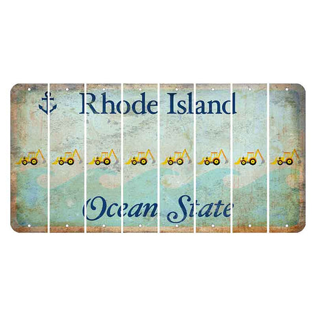 Rhode Island Ocean Cut License Plate Strips (Set of 8) Backhoe