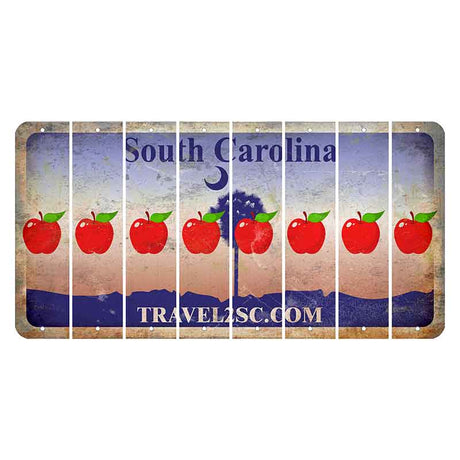 South Carolina Travel2SC Cut License Plate Strips (Set of 8) Apple