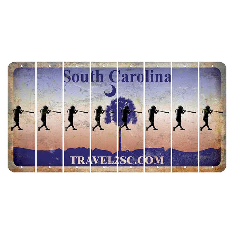 South Carolina Travel2SC Cut License Plate Strips (Set of 8) Softball Batter
