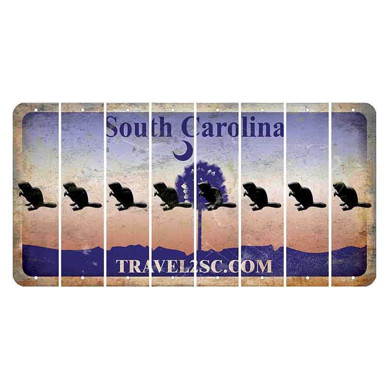 South Carolina Travel2SC Cut License Plate Strips (Set of 8) Beaver