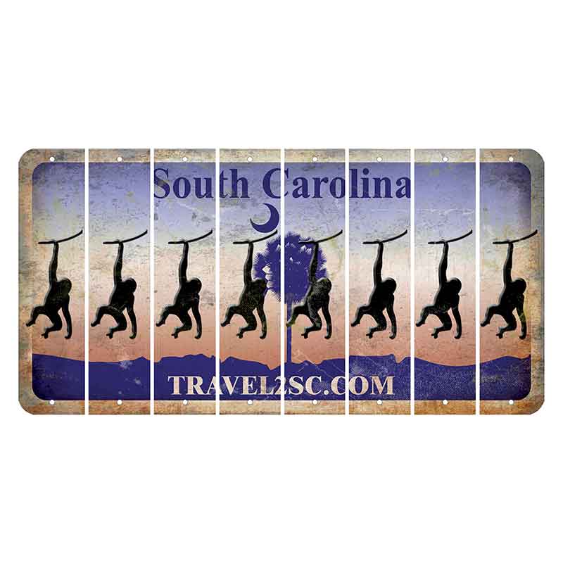 South Carolina Travel2SC Cut License Plate Strips (Set of 8) Monkey