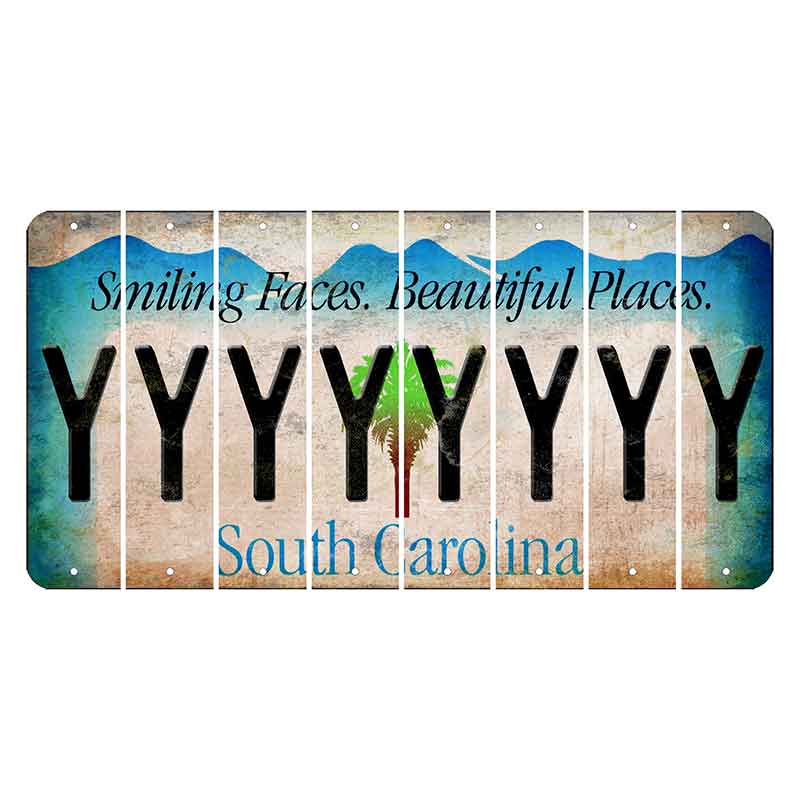 South Carolina Smiling Faces Cut License Plate Strips (Set of 8) Y