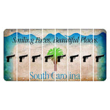 South Carolina Smiling Faces Cut License Plate Strips (Set of 8) Handgun