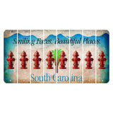 South Carolina Smiling Faces Cut License Plate Strips (Set of 8) Fire Hydrant