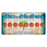 South Carolina Smiling Faces Cut License Plate Strips (Set of 8) Basketball