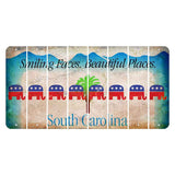 South Carolina Smiling Faces Cut License Plate Strips (Set of 8) Republican