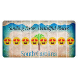 South Carolina Smiling Faces Cut License Plate Strips (Set of 8) Emoji - Heart Eyes