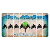 South Carolina Smiling Faces Cut License Plate Strips (Set of 8) Dirtbike Rider