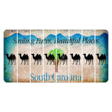 South Carolina Smiling Faces Cut License Plate Strips (Set of 8) Camel