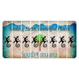 South Carolina Smiling Faces Cut License Plate Strips (Set of 8) Gecko