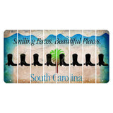 South Carolina Smiling Faces Cut License Plate Strips (Set of 8) Cowboy Boot
