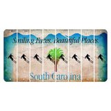 South Carolina Smiling Faces Cut License Plate Strips (Set of 8) Skier