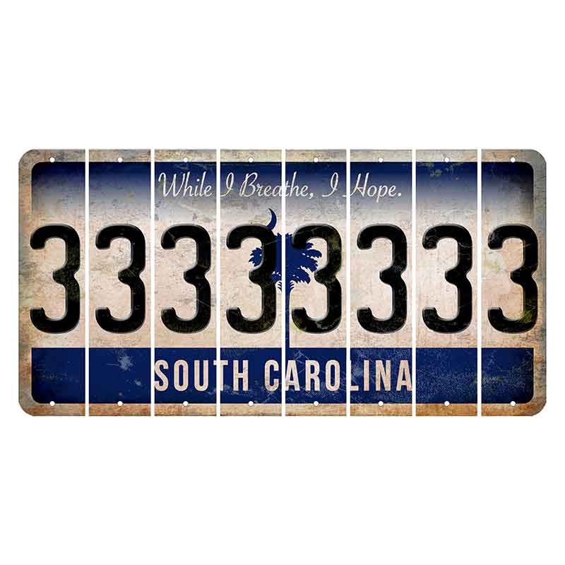 South Carolina While I Breathe Cut License Plate Strips (Set of 8) 3