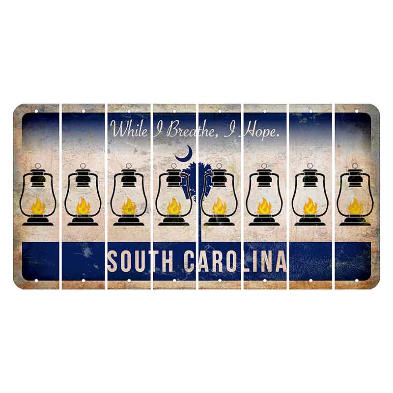 South Carolina While I Breathe Cut License Plate Strips (Set of 8) Lantern