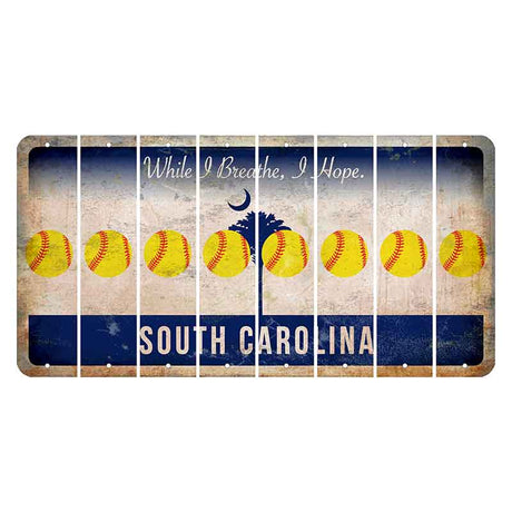 South Carolina While I Breathe Cut License Plate Strips (Set of 8) Softball