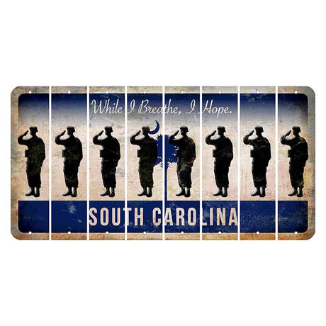 South Carolina While I Breathe Cut License Plate Strips (Set of 8) Soldier - Saluting