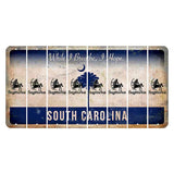 South Carolina While I Breathe Cut License Plate Strips (Set of 8) Zodiac Sign - Sagittarius