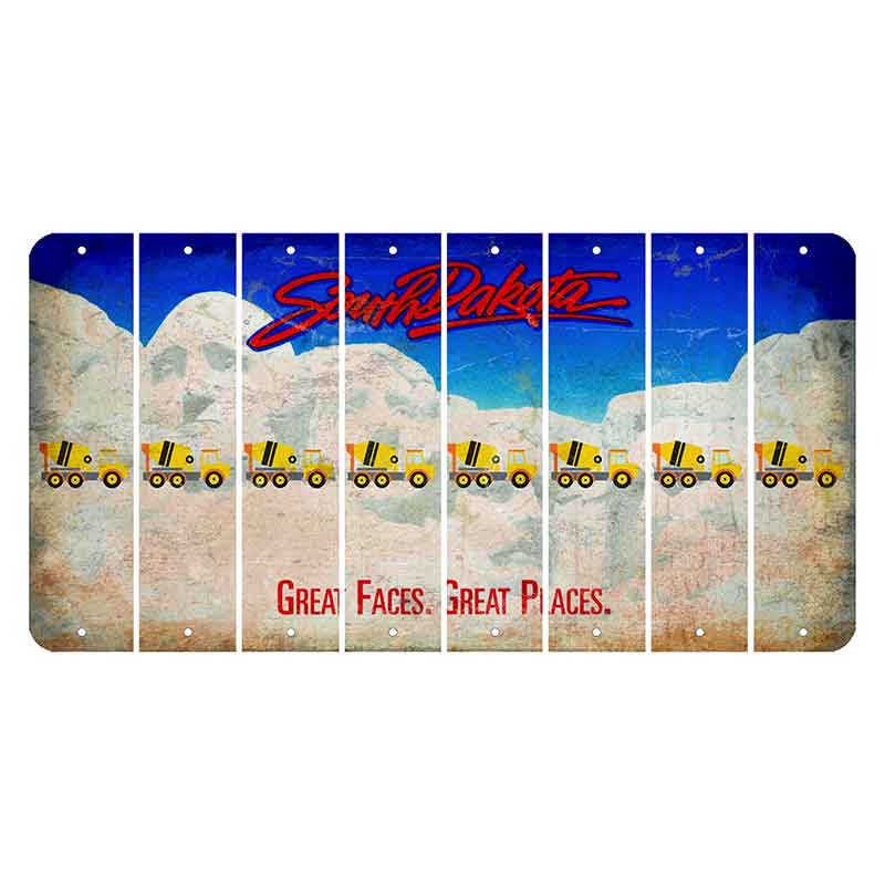 South Dakota Great Faces Great Places Cut License Plate Strips (Set of 8) Cement Truck