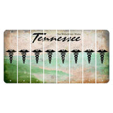 Tennessee Green Rolling Hills Cut License Plate Strips (Set of 8) Caduceus
