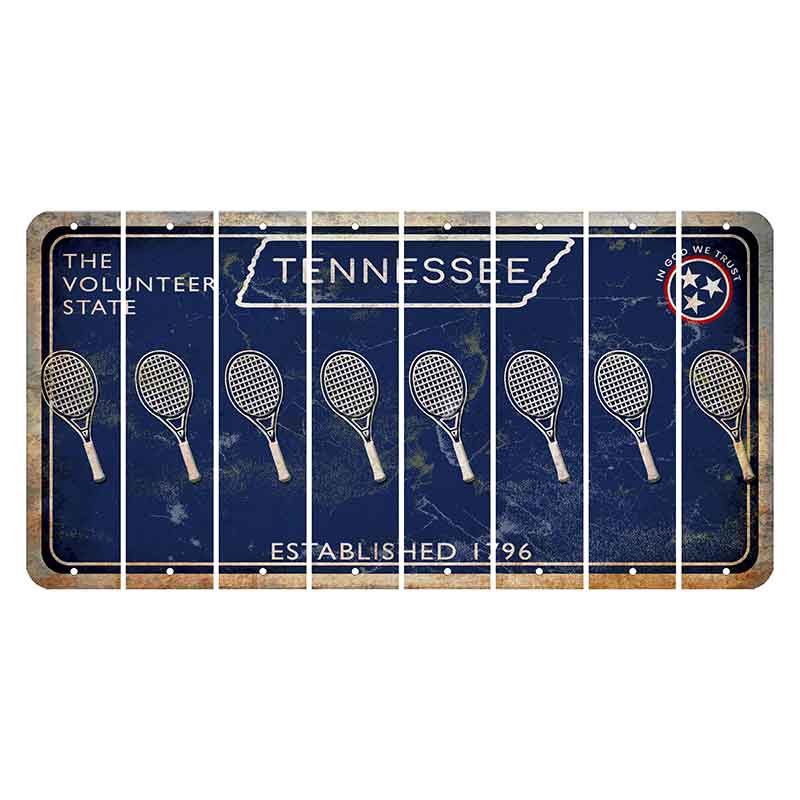 Tennessee Blue Cut License Plate Strips (Set of 8) Tennis Racket