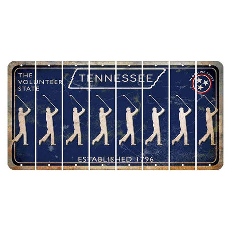 Tennessee Blue Cut License Plate Strips (Set of 8) Male Golfer